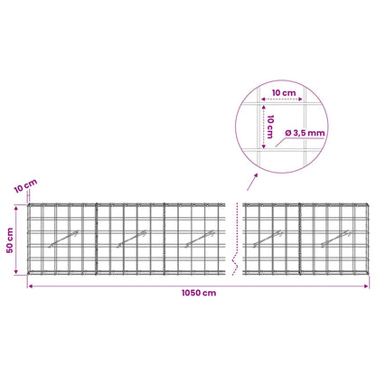 Gabion with 3.5 mm Wire and 10x10 cm Mesh 1050x10x50 cm 1050 cm