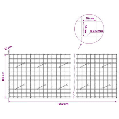 Gabion with 3.5 mm Wire and 10x10 cm Mesh 1050x10x100 cm 1050 cm