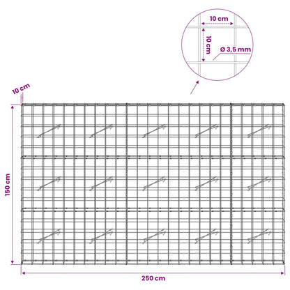 Gabion with 3.5 mm Wire and 10x10 cm Mesh 50x10x150 cm 250 cm