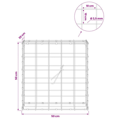 vidaXL Gabion with 3.5 mm Wire and 10x10 cm Mesh 50x20x50 cm 6