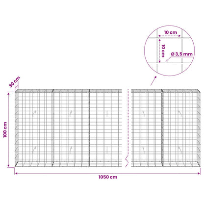Gabion with 3.5 mm Wire and 10x10 cm Mesh 1050x30x100 cm 1050 cm