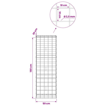 Gabion with 3.5 mm Wire and 10x10 cm Mesh 50x30x150 cm 50 cm