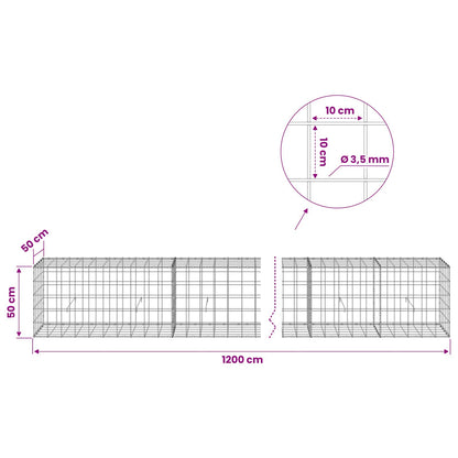 Gabion with 3.5 mm Wire and 10x10 cm Mesh 1050x50x50 cm 1200 cm