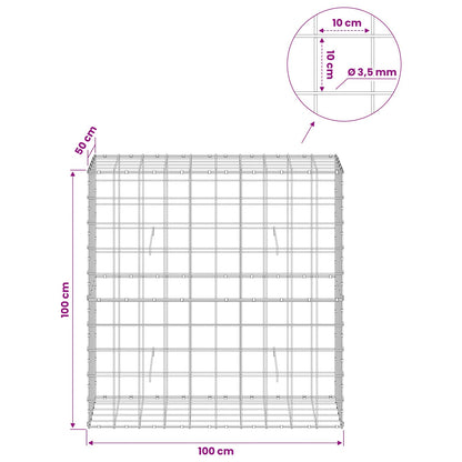 Gabion with 3.5 mm Wire and 10x10 cm Mesh 50x50x100 cm 100 cm