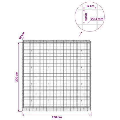 Gabion with 3.5 mm Wire and 10x10 cm Mesh 50x50x200 cm 200 cm