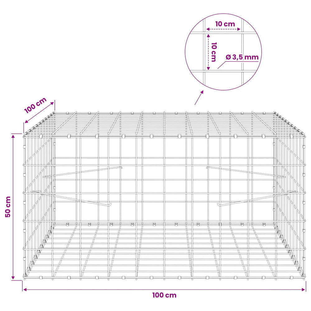 Gabion with 3.5 mm Wire and 10x10 cm Mesh 50x100x50 cm 100 cm