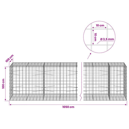 Gabion with 3.5 mm Wire and 10x10 cm Mesh 1050x100x100 cm 1050 cm