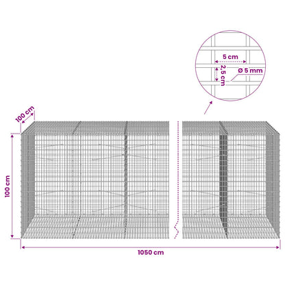 Gabion with 5 mm Wire and 5x2.5 cm Mesh 1050x100x100 cm 1050 cm
