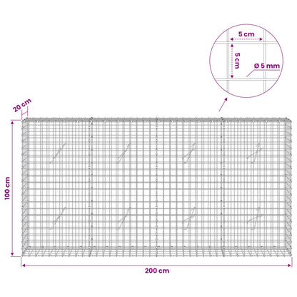 Gabion with 5 mm Wire and 5x5 cm Mesh 50x20x100 cm 200 cm