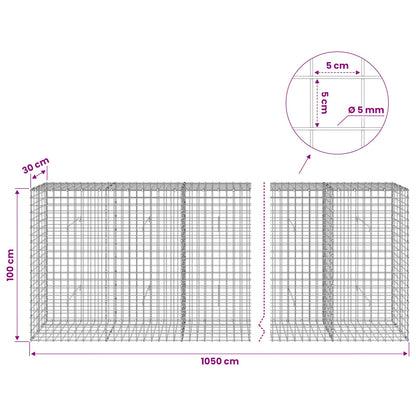 Gabion with 5 mm Wire and 5x5 cm Mesh 1050x30x100 cm 1050 cm