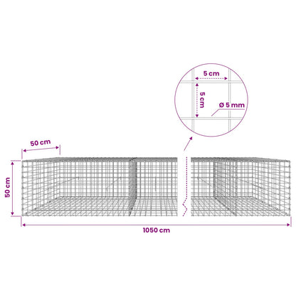 Gabion with 5 mm Wire and 5x5 cm Mesh 1050x50x50 cm 1050 cm