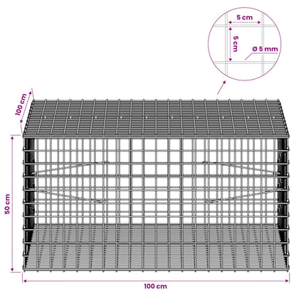 Gabion with 5 mm Wire and 5x5 cm Mesh 50x100x50 cm 100 cm