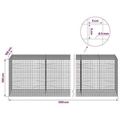 Gabion with 5 mm Wire and 5x5 cm Mesh 1050x100x100 cm 1100 cm