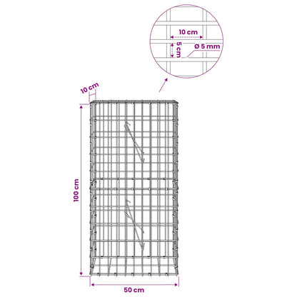 Gabion with 5 mm Wire and 5x10 cm Mesh 50x10x100 cm 50 cm