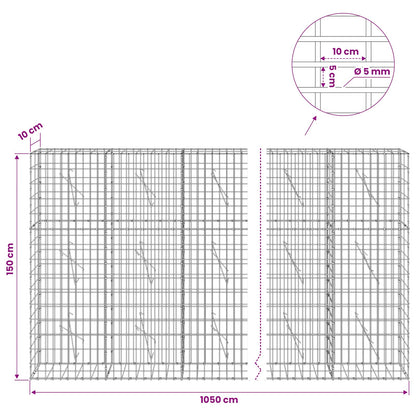 Gabion with 5 mm Wire and 5x10 cm Mesh 1050x10x150 cm 1050 cm