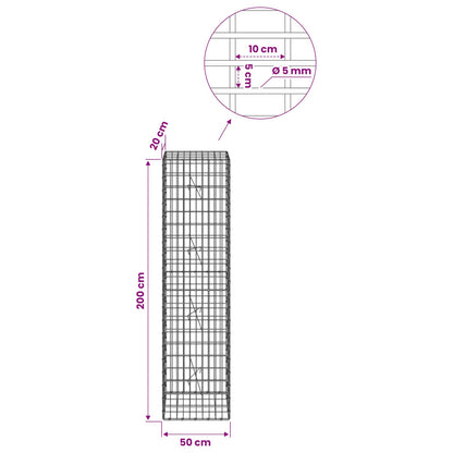 Gabion with 5 mm Wire and 5x10 cm Mesh 50x20x200 cm 50 cm