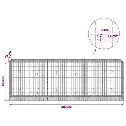 Gabion with 5 mm Wire and 5x10 cm Mesh 50x50x100 cm 300 cm