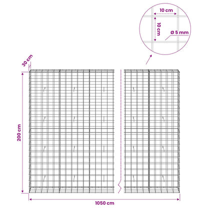 Gabion with 5 mm Wire and 10x10 cm Mesh 1050x30x200 cm 1050 cm