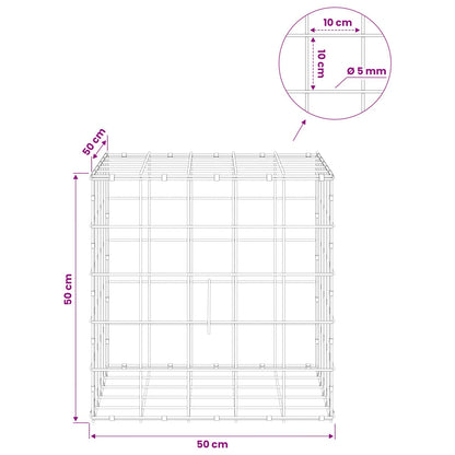 Gabion with 5 mm Wire and 10x10 cm Mesh 50x50x50 cm 50 cm