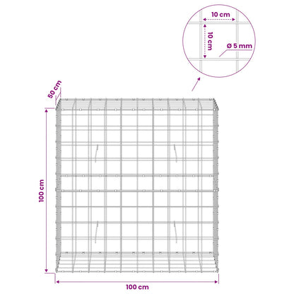 Gabion with 5 mm Wire and 10x10 cm Mesh 50x50x100 cm 100 cm