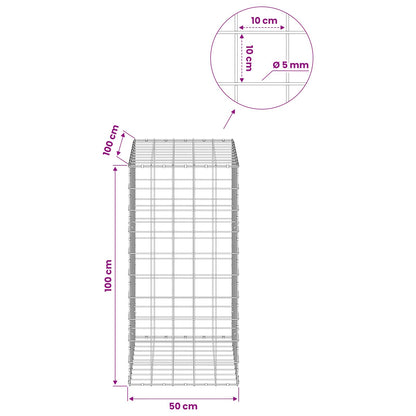 Gabion with 5 mm Wire and 10x10 cm Mesh 50x100x100 cm 50 cm
