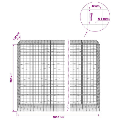 Gabion with 5 mm Wire and 10x10 cm Mesh 1050x100x200 cm 1050 cm
