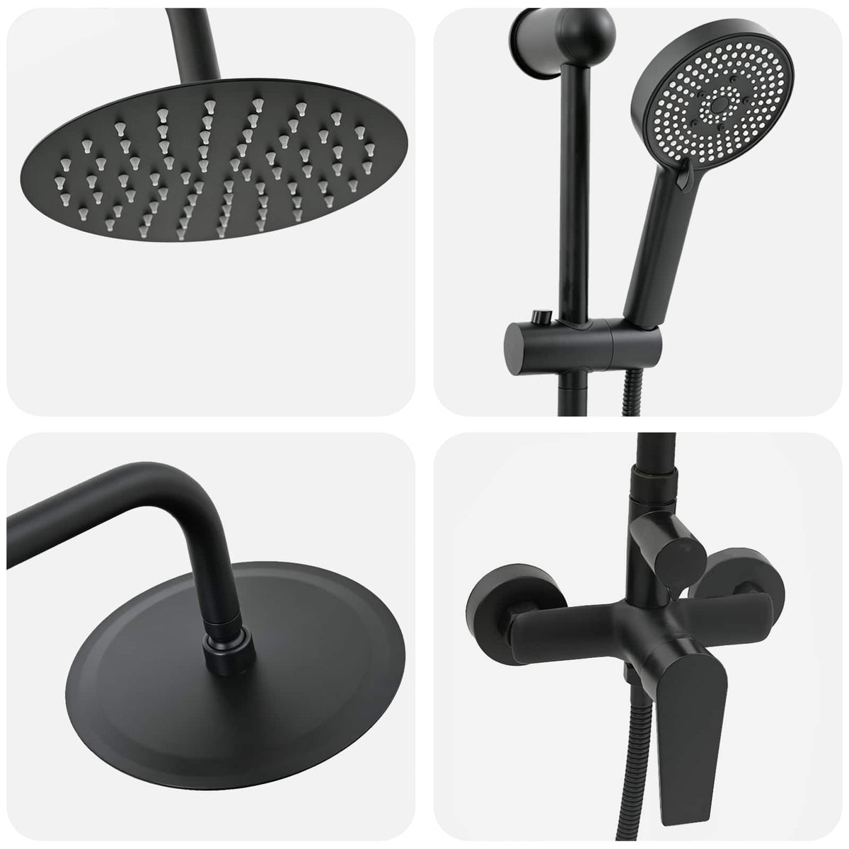 vidaXL Shower System Black Stainless Steel 21 x 48 x 112 cm 6