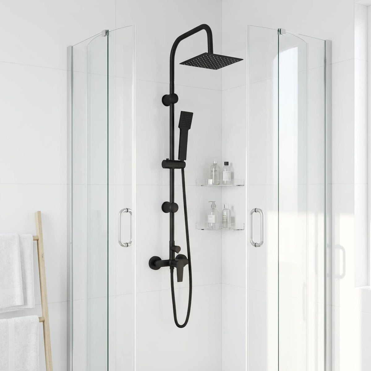 vidaXL Shower System Black Stainless Steel 21 x 48 x 112 cm 1