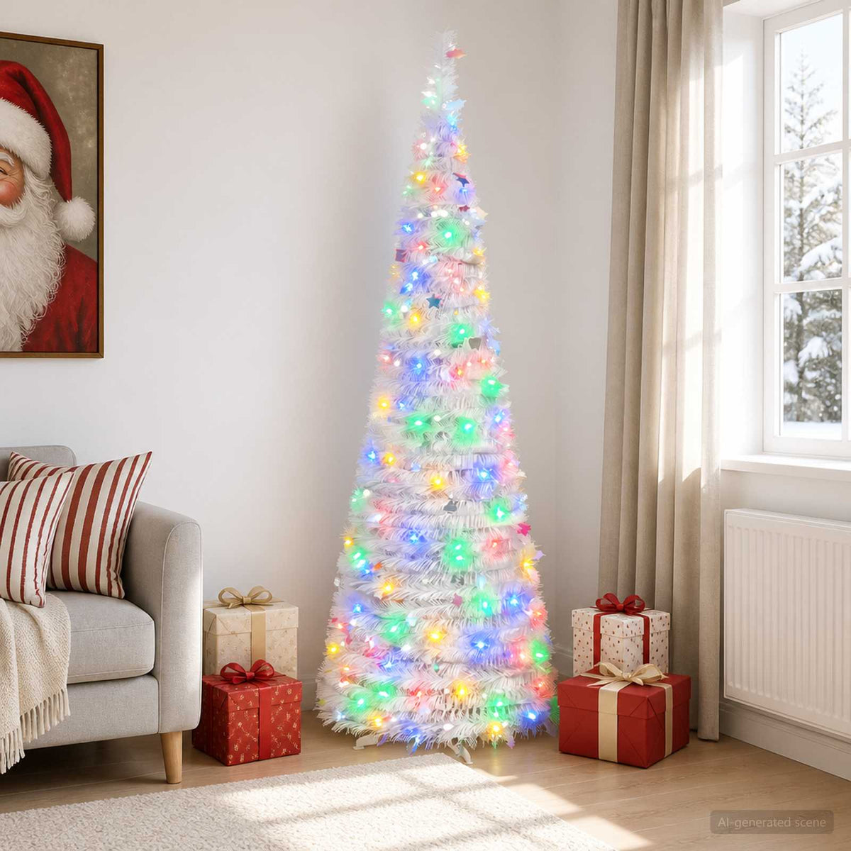 vidaXL Pop Up LED Christmas Tree 180 cm 150 LEDs PVC and PET White 1