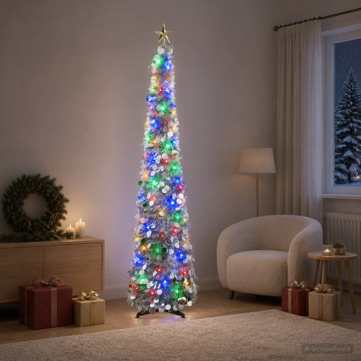 vidaXL Pop Up LED Christmas Tree with Star Topper 180 cm 100 LEDs PET 3