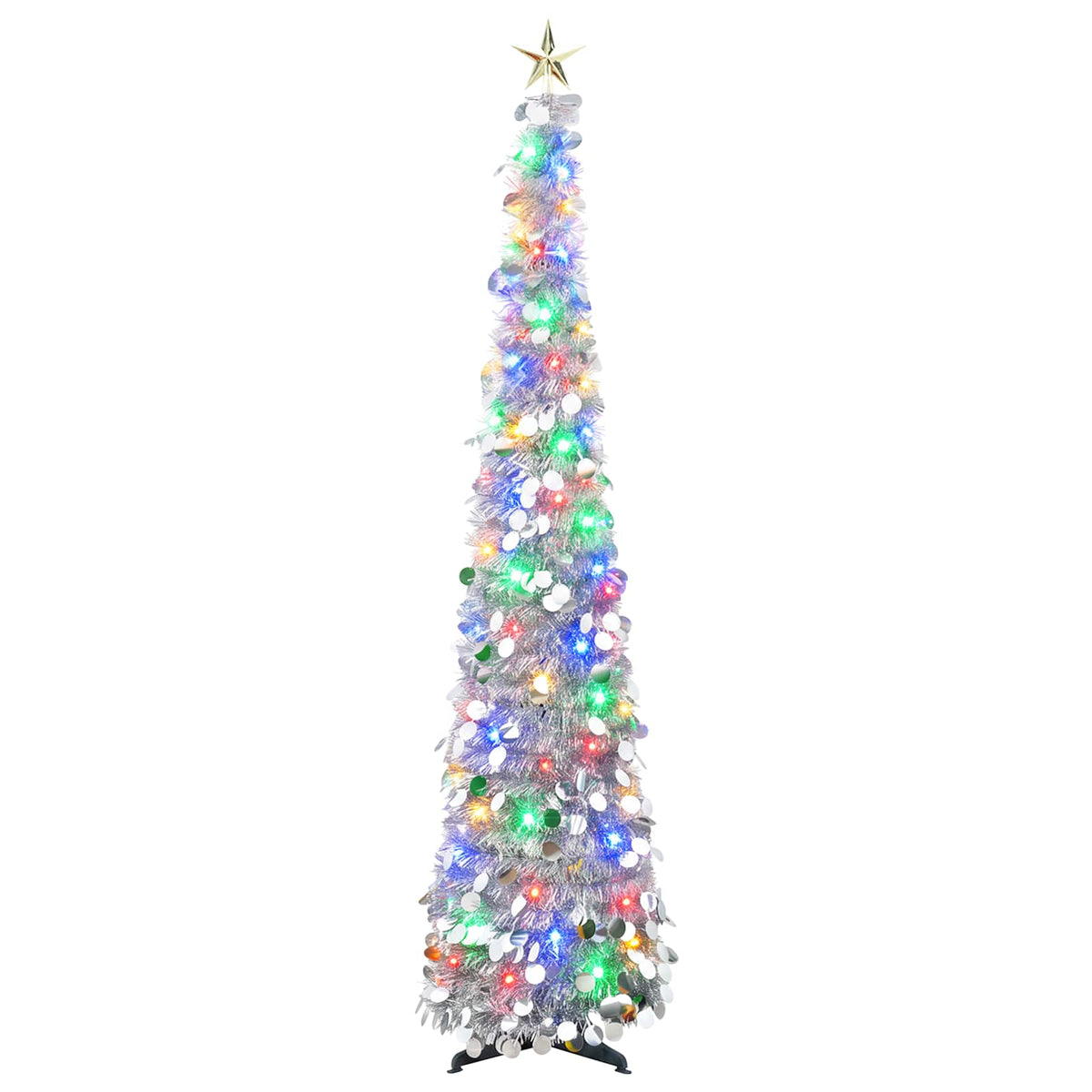 vidaXL Pop Up LED Christmas Tree with Star Topper 180 cm 100 LEDs PET 4
