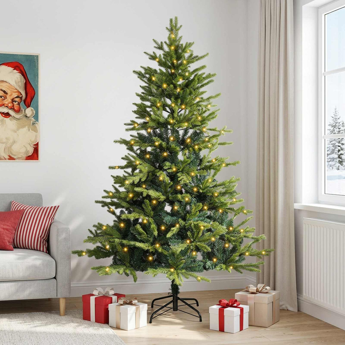 vidaXL Artificial Hinged Christmas Tree 120 cm 150 LEDs Warm White 3