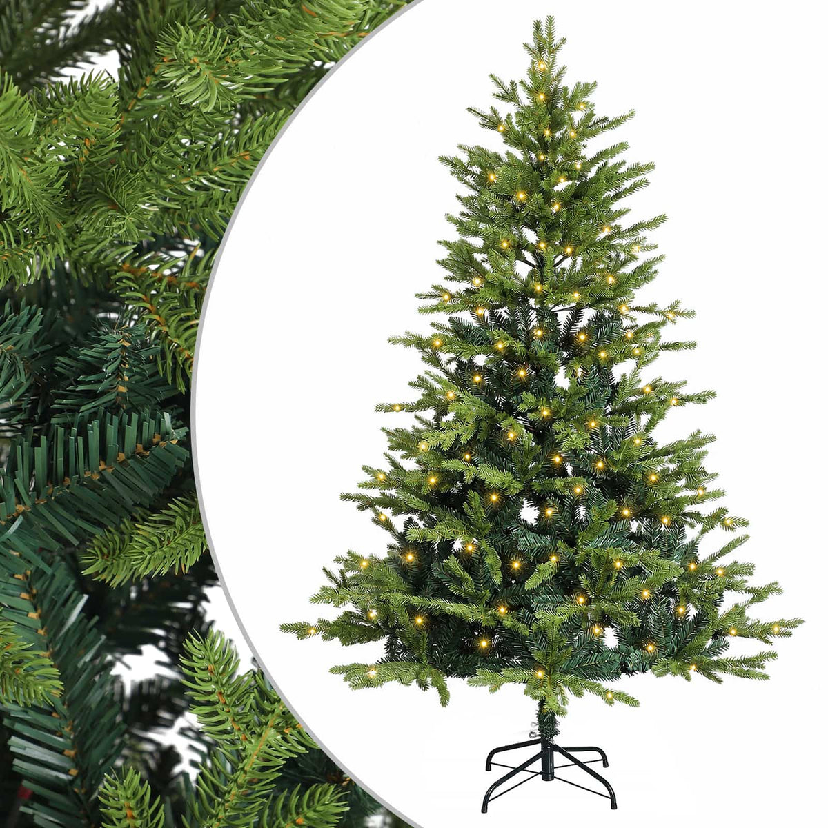 vidaXL Artificial Hinged Christmas Tree 120 cm 150 LEDs Warm White 2