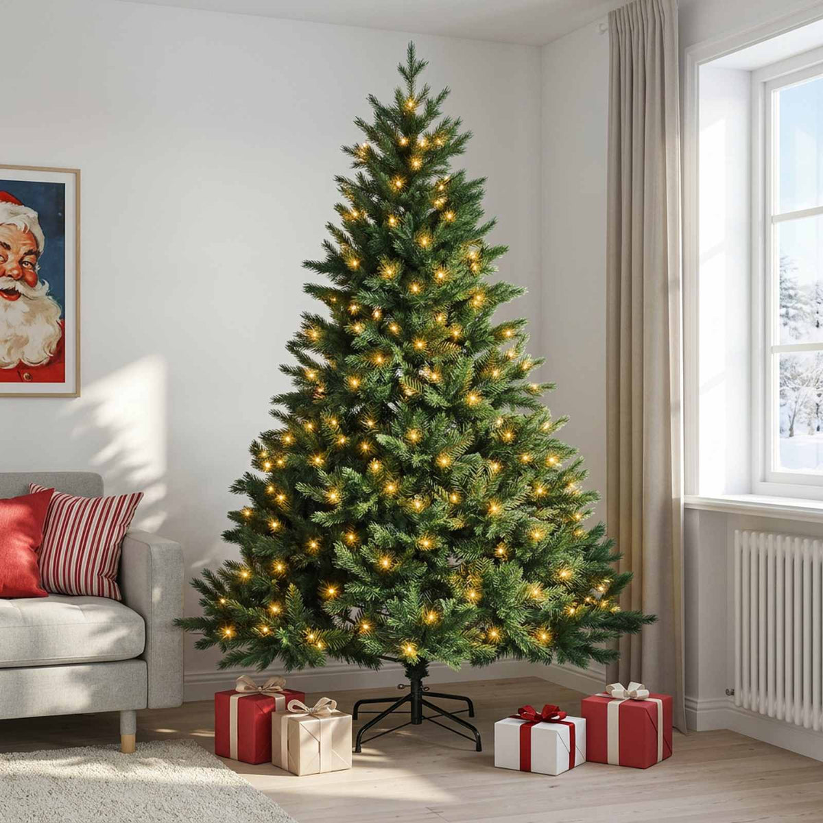 Artificial Christmas Tree Bauble LEDs Green