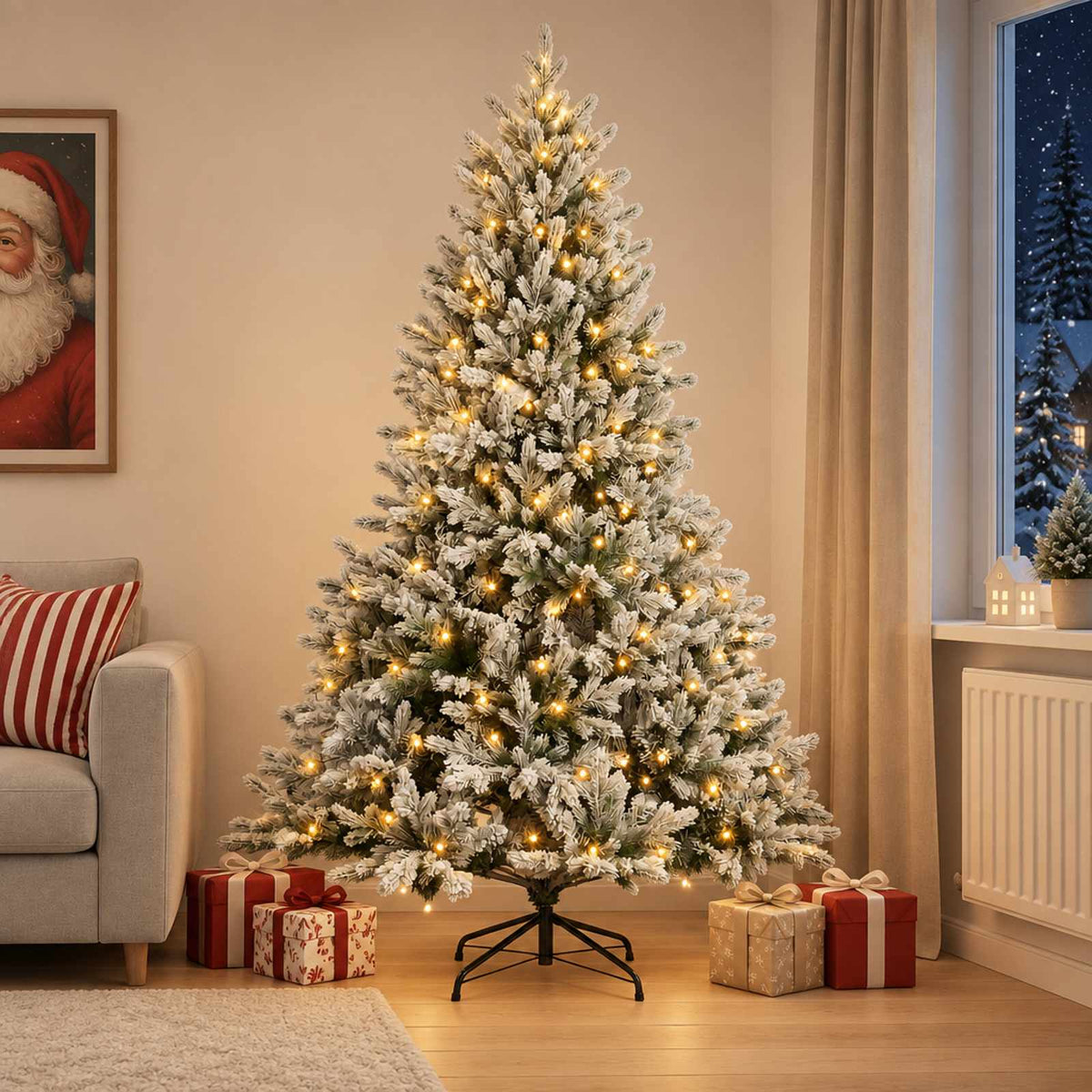 Artificial Hinged Christmas Tree 300 LEDs Warm White 120 cm