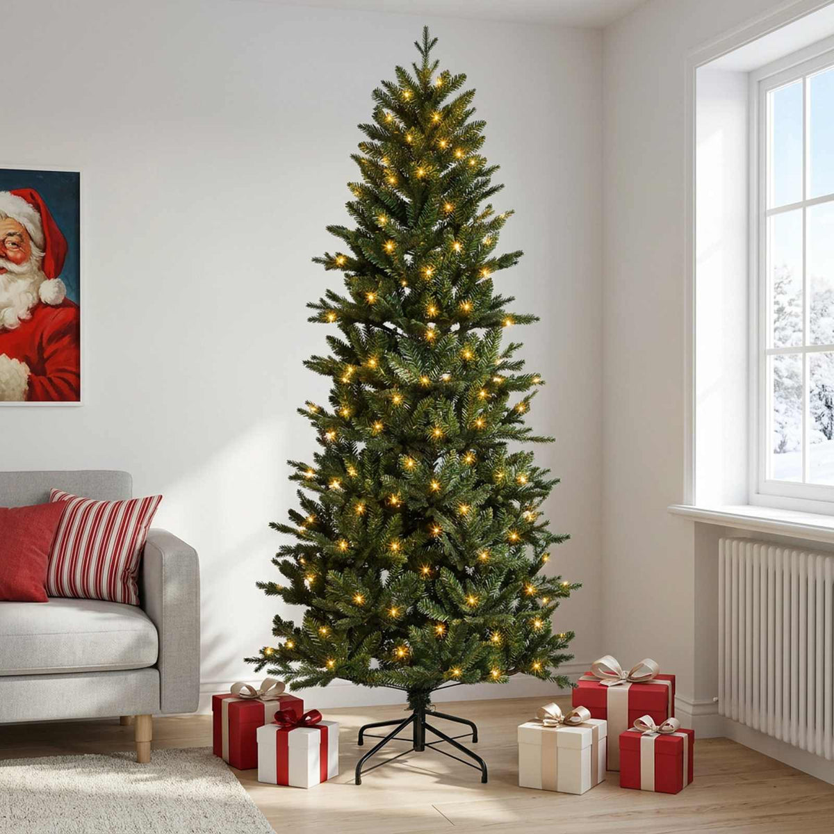 Artificial Christmas Tree with Bauble 150 LEDs Green with LEDs