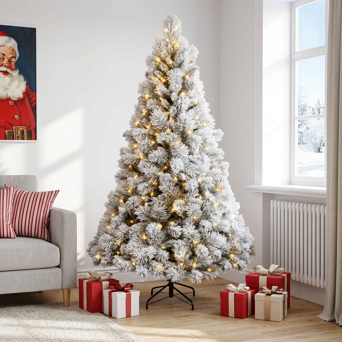Artificial Hinged Christmas Tree 300 LEDs Warm White 180 cm