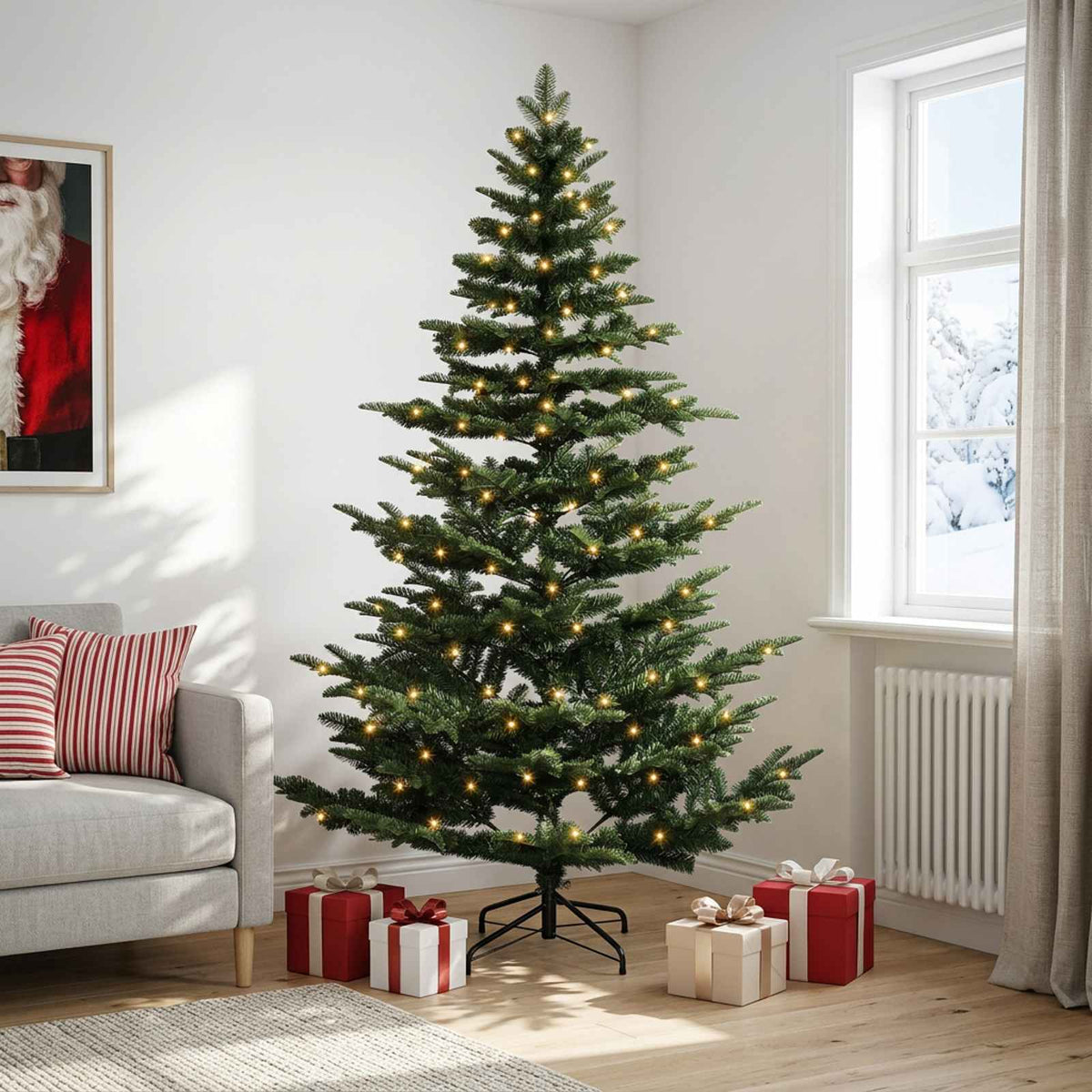 Artificial Christmas Tree Bauble LEDs Green Height