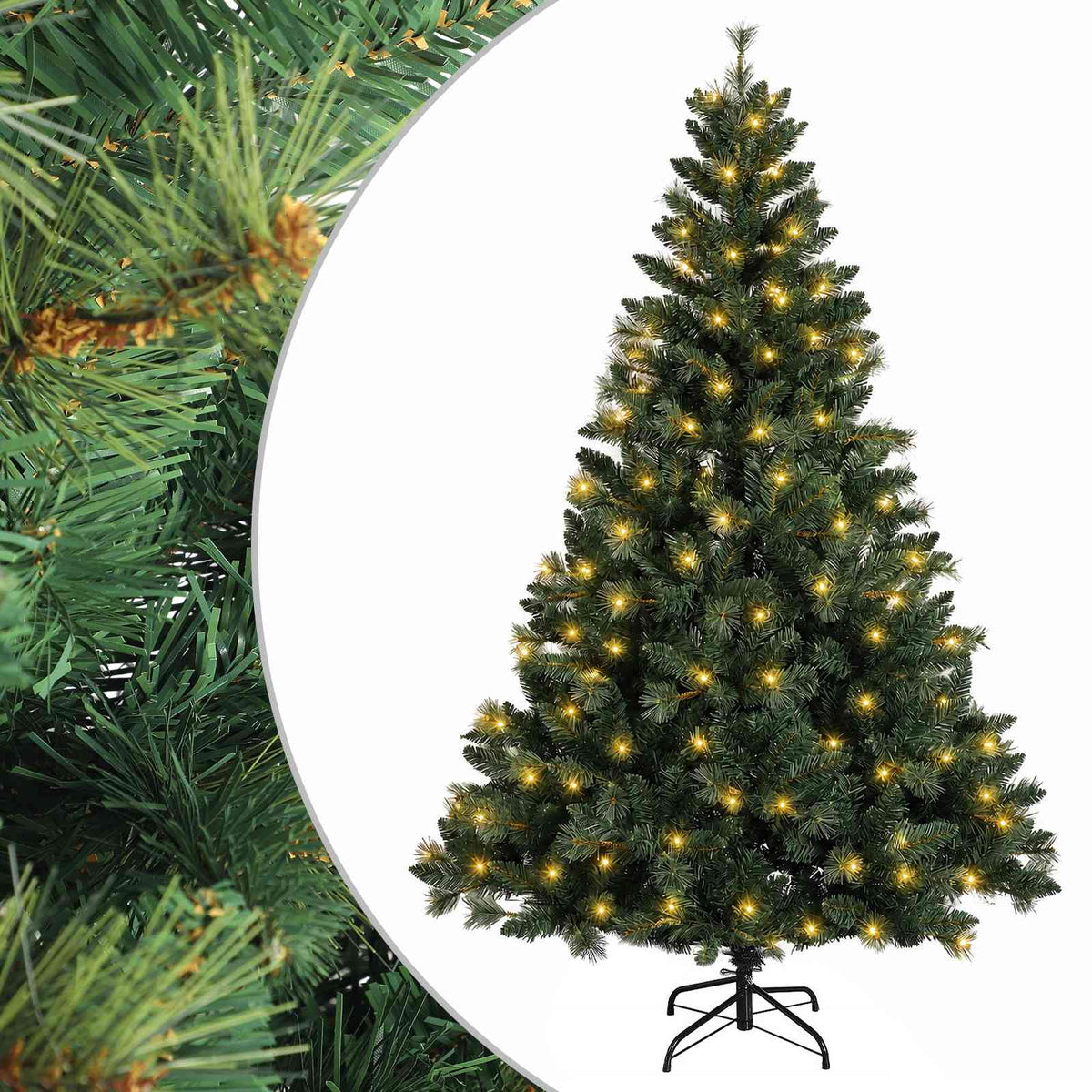 Artificial Christmas Tree with Bauble 150 LEDs Green Height 120 cm with LEDs