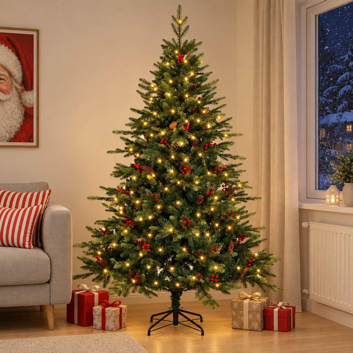 Artificial Christmas Tree Bauble LEDs Green