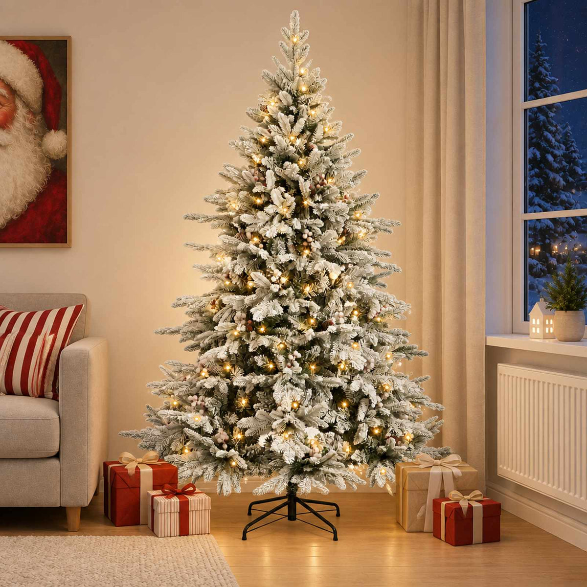 Artificial Christmas Tree Bauble LEDs Green White