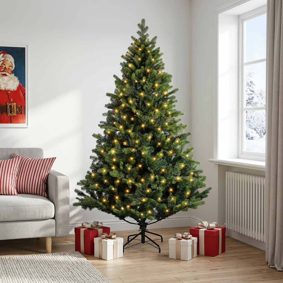 Artificial Christmas Tree Bauble LEDs Green