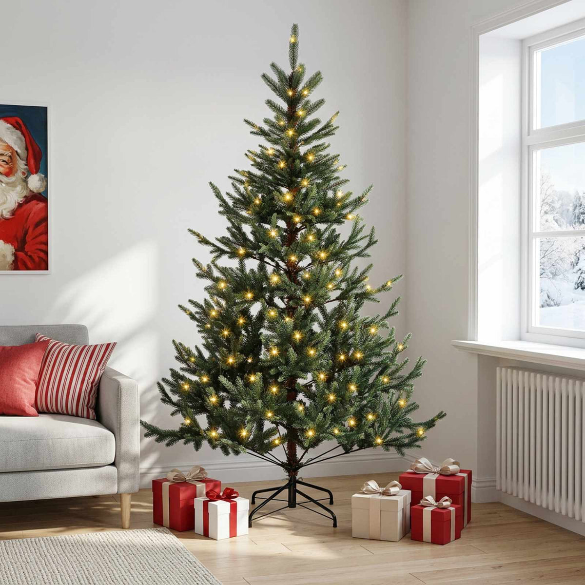 vidaXL Artificial Hinged Christmas Tree 120 cm 150 LEDs Warm White 3