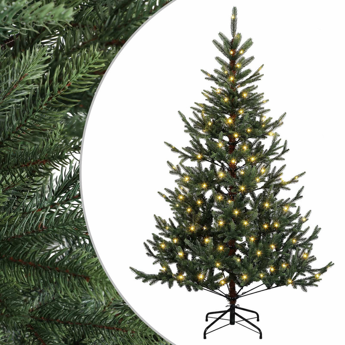 vidaXL Artificial Hinged Christmas Tree 120 cm 150 LEDs Warm White 2