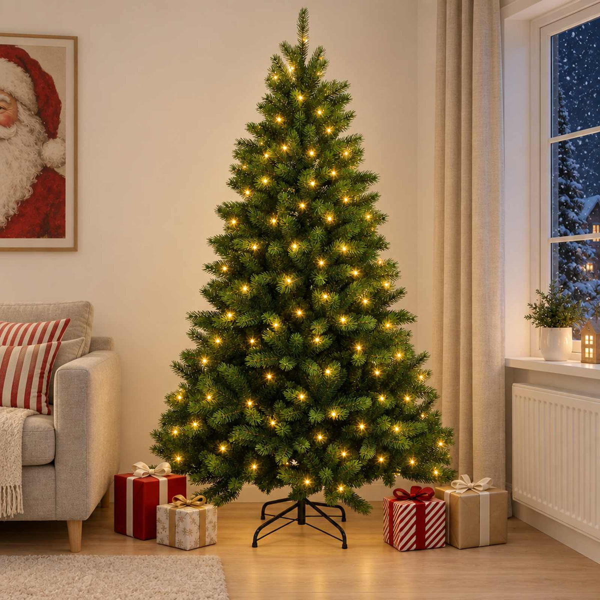 Artificial Hinged Christmas Tree LEDs Warm White