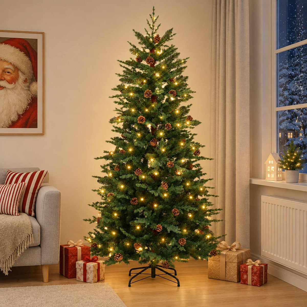 Artificial Hinged Christmas Tree LEDs Warm White