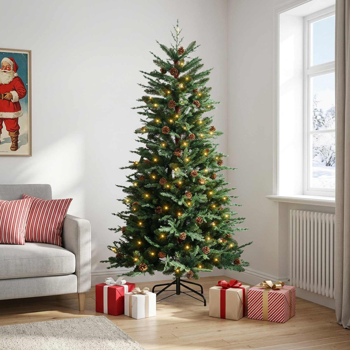Artificial Hinged Christmas Tree LEDs Warm White