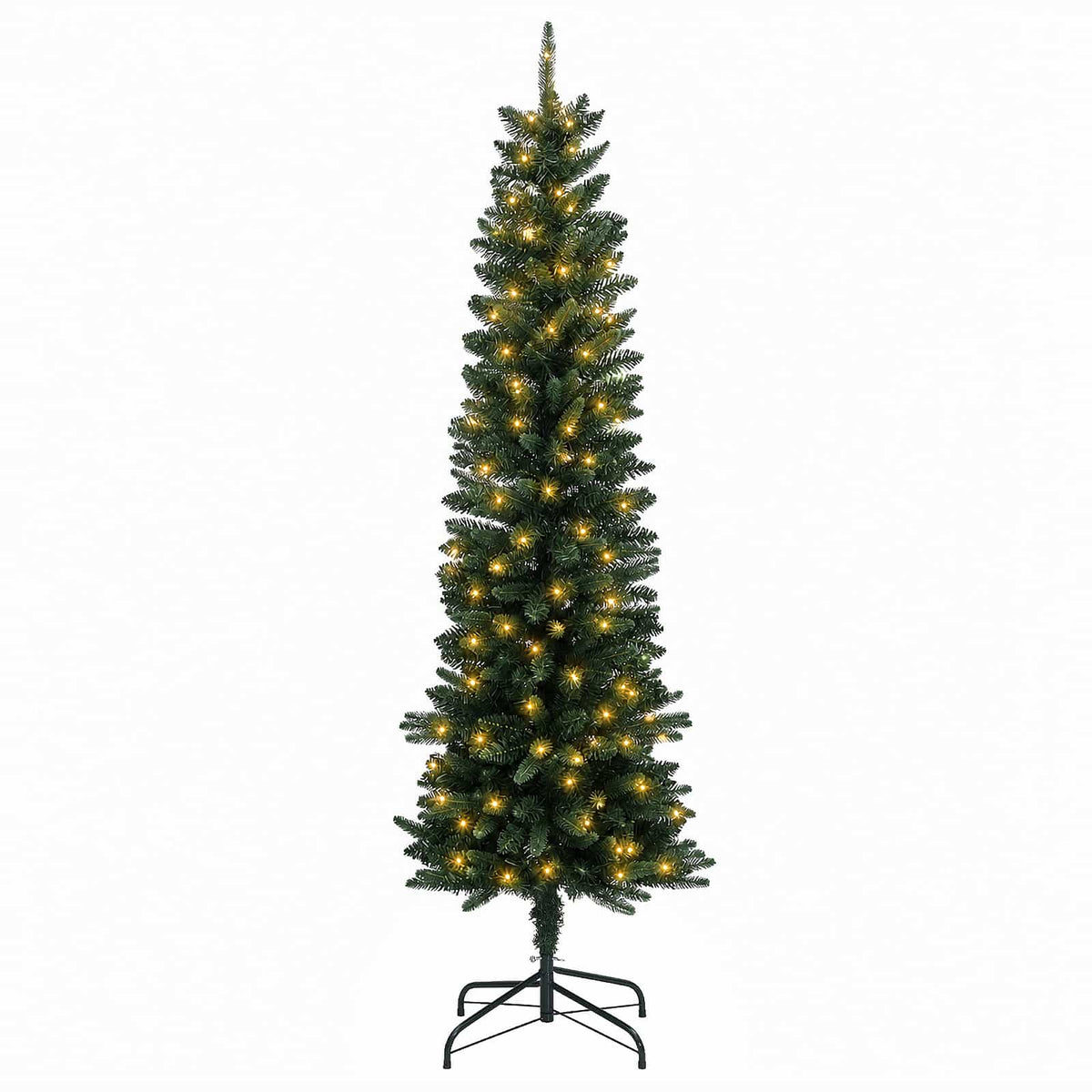 vidaXL Artificial Slim Christmas Tree 150 cm 150 LEDs Warm White 4