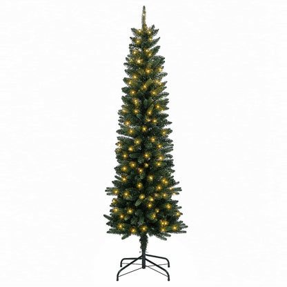vidaXL Artificial Slim Christmas Tree 150 cm 150 LEDs Warm White 4