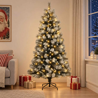 vidaXL Artificial Hinged Christmas Tree 120 cm 150 LEDs Warm White 1